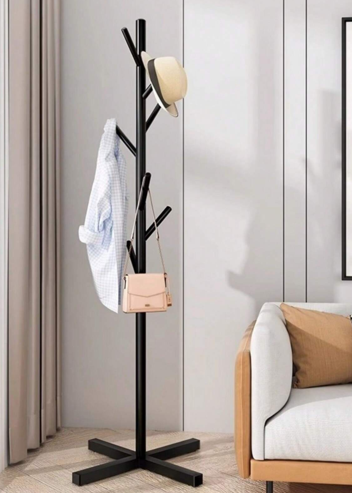 Perchero vertical moderno en color madera ébano 