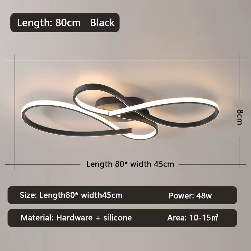 Lámpara de techo ondulada negro