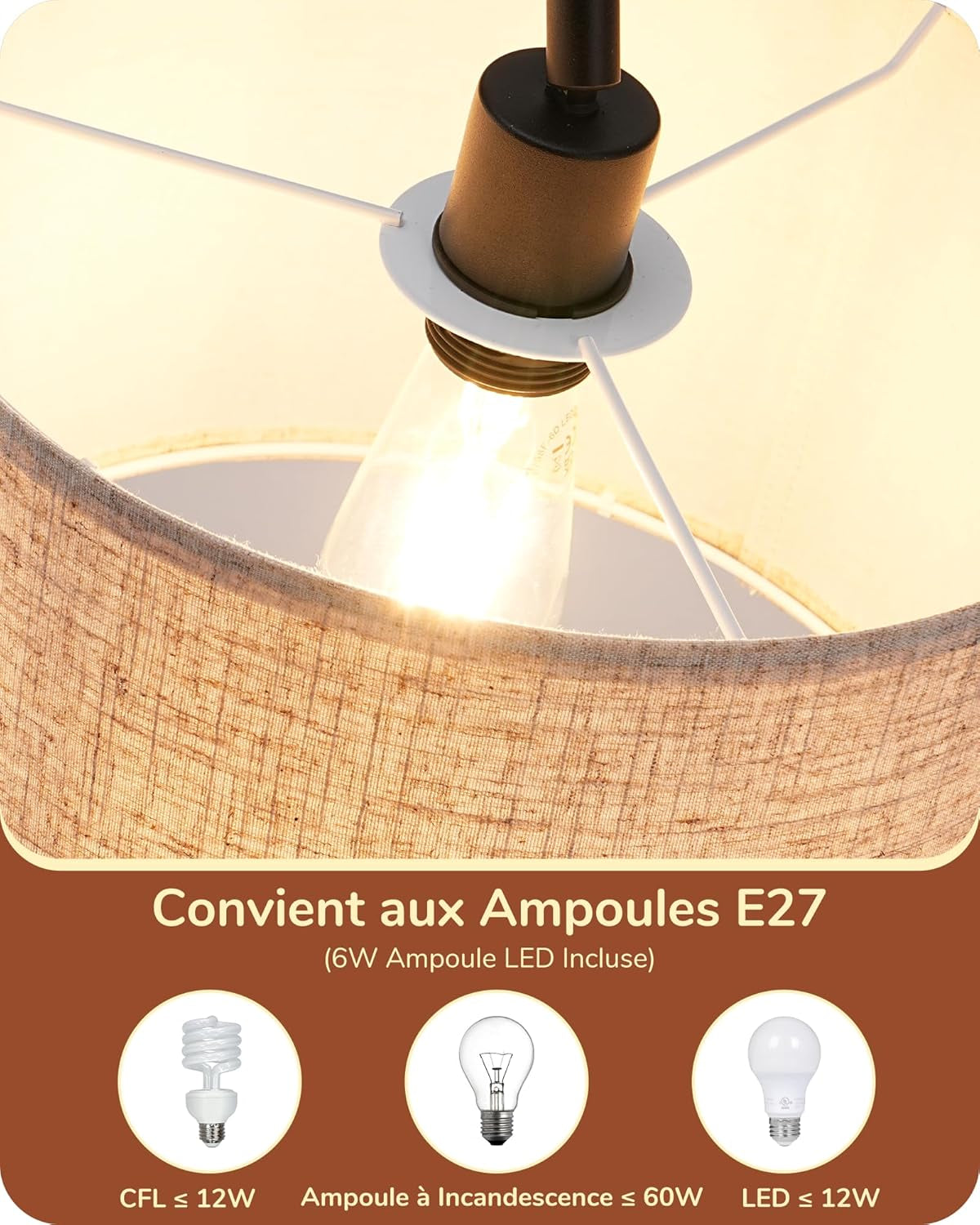 Lámpara de pie minimalista lino