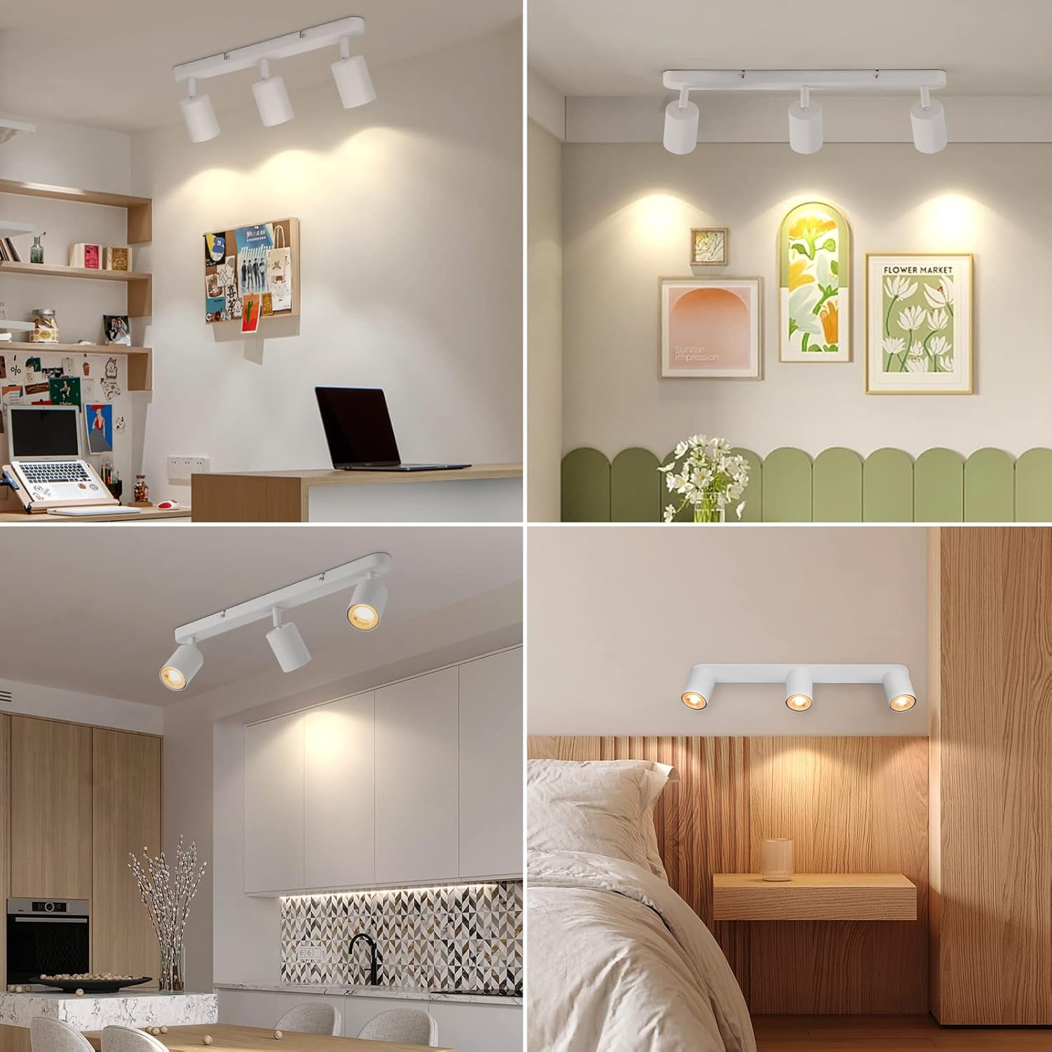 Lámpara de triple foco ajustable.