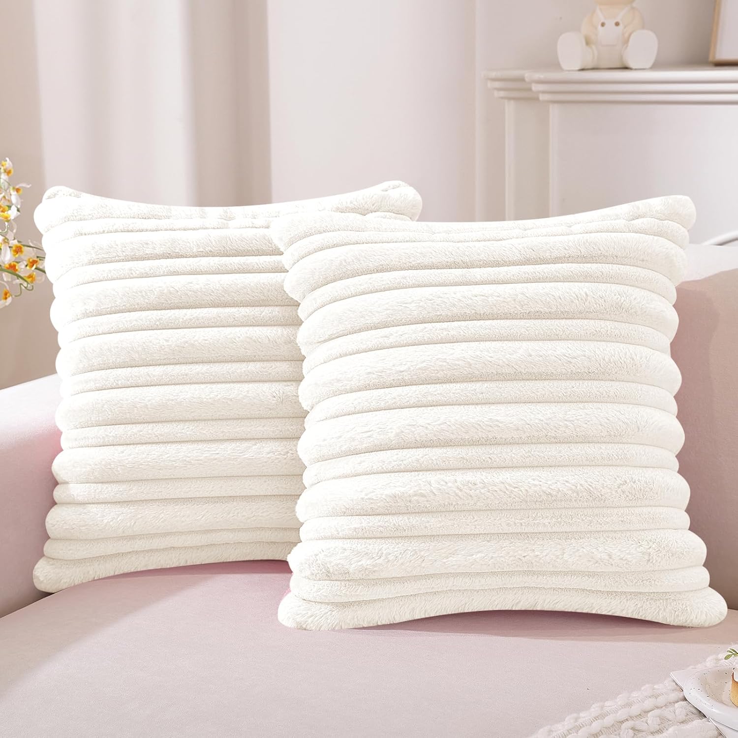 Juego 2 fundas terciopelo 40X40 surcadas