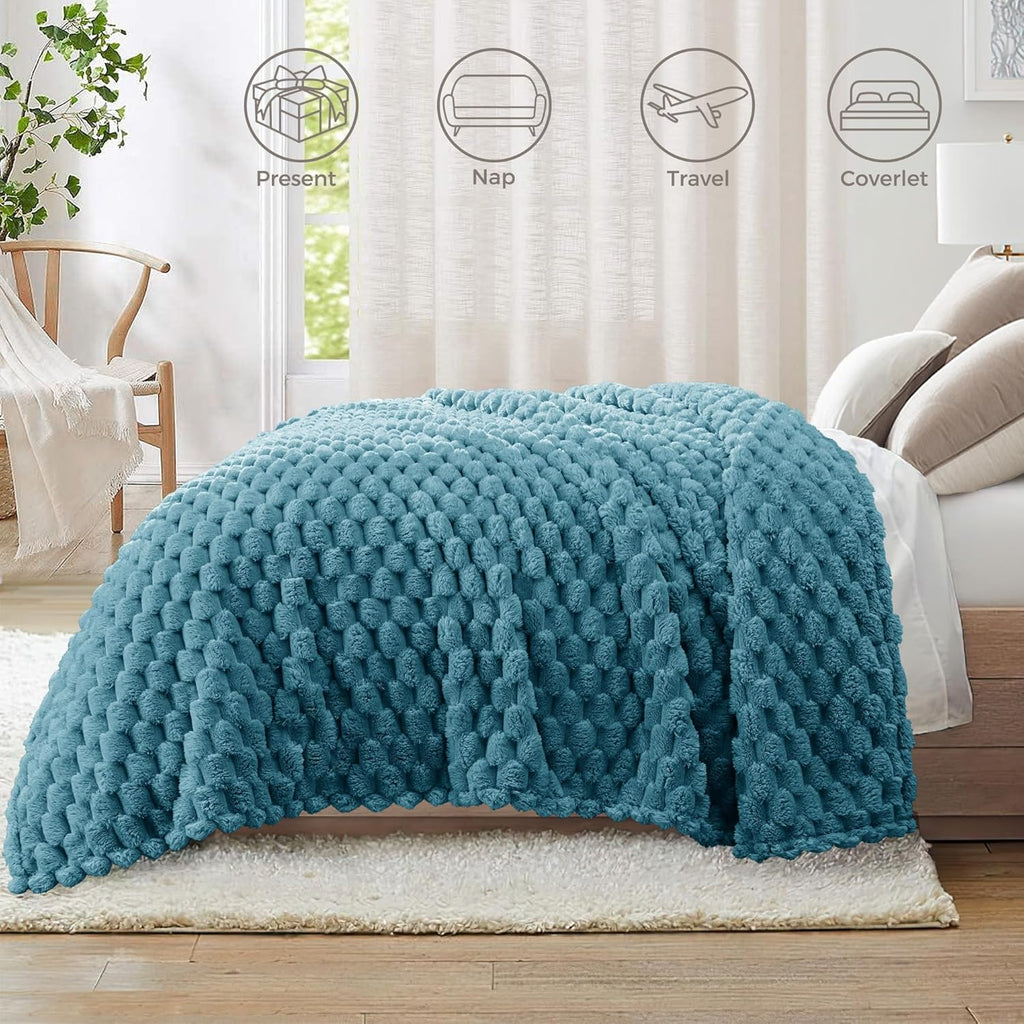 Manta abultada 130 X 150 azul pizarra