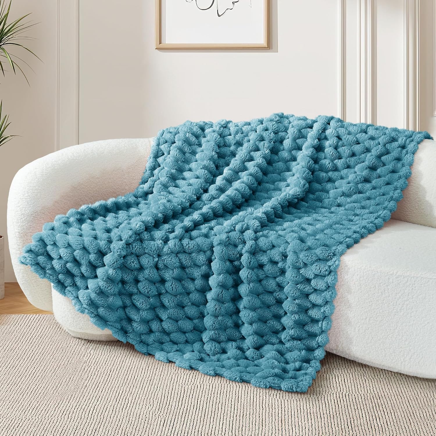 Manta abultada 130 X 150 azul pizarra