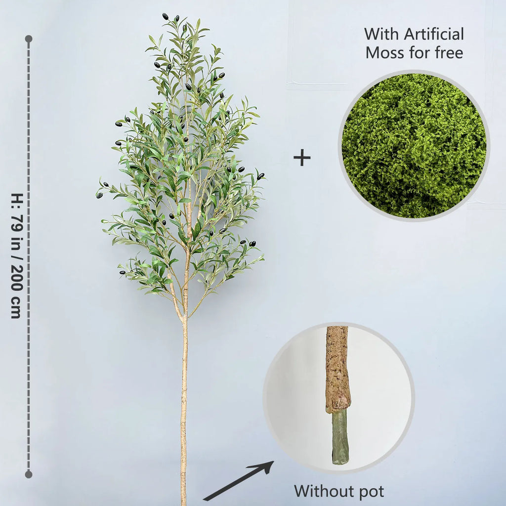 65-200CM Artificial Olive Plant Tree High Branches Faux Plant Plastic Leaf Ornamental Indoor Artificial Plant for Home Decor
