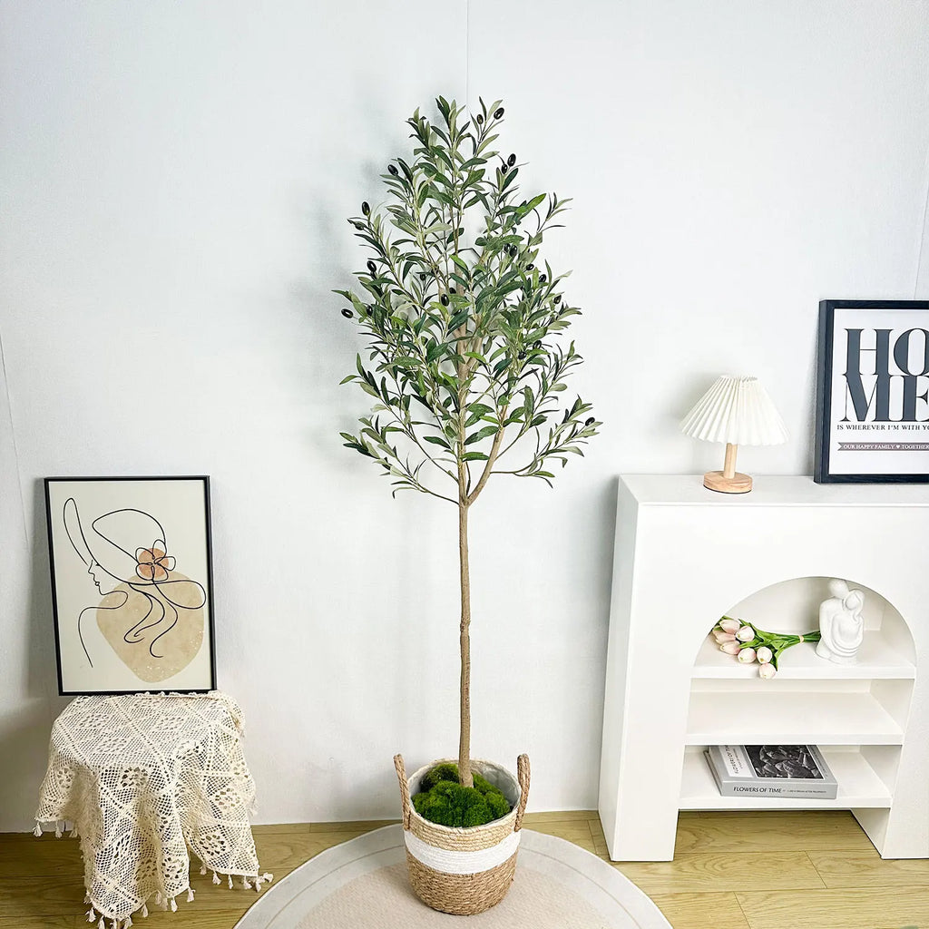 65-200CM Artificial Olive Plant Tree High Branches Faux Plant Plastic Leaf Ornamental Indoor Artificial Plant for Home Decor