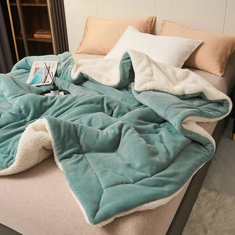 Super Soft Imitation Lambswool Blanket Autumn Winter Double Queen Blankets High Quality Comfortable Milk Fleece Sofa Blanket