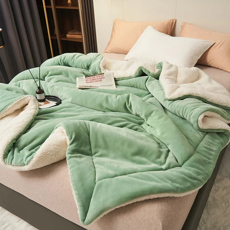 Super Soft Imitation Lambswool Blanket Autumn Winter Double Queen Blankets High Quality Comfortable Milk Fleece Sofa Blanket