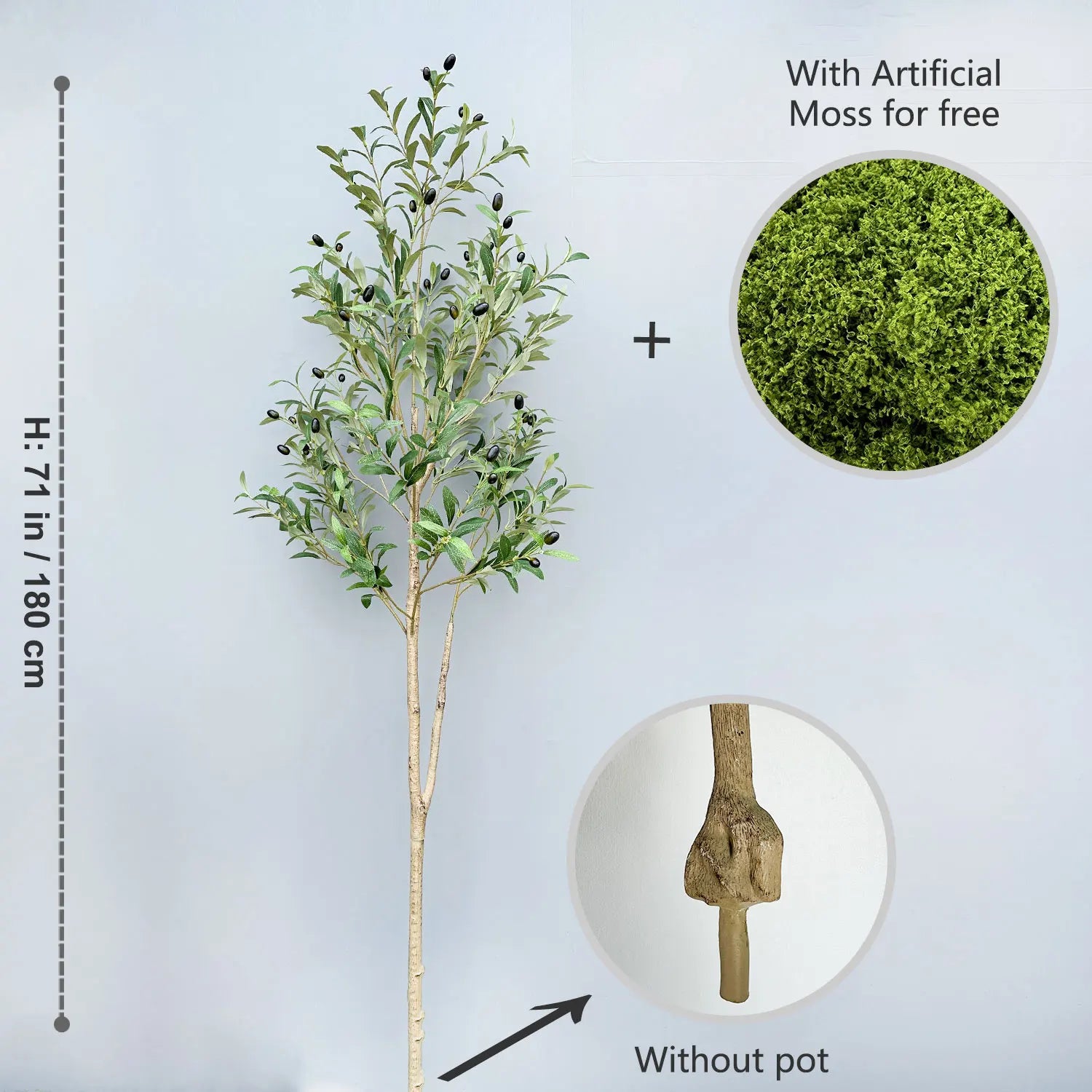 65-200CM Artificial Olive Plant Tree High Branches Faux Plant Plastic Leaf Ornamental Indoor Artificial Plant for Home Decor