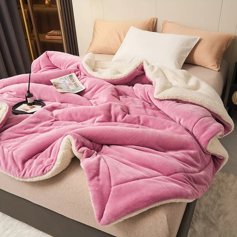 Super Soft Imitation Lambswool Blanket Autumn Winter Double Queen Blankets High Quality Comfortable Milk Fleece Sofa Blanket