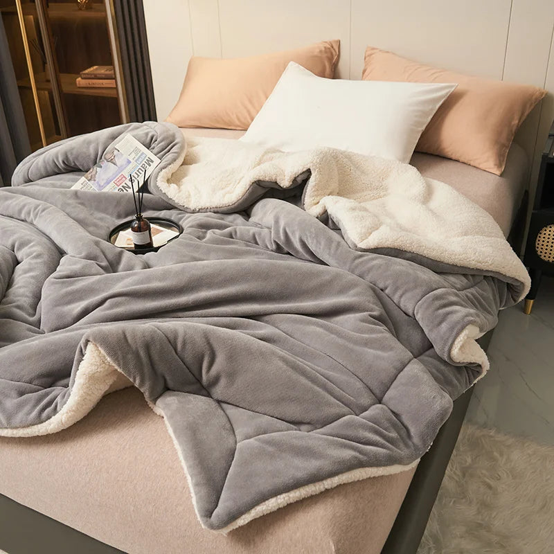 Super Soft Imitation Lambswool Blanket Autumn Winter Double Queen Blankets High Quality Comfortable Milk Fleece Sofa Blanket