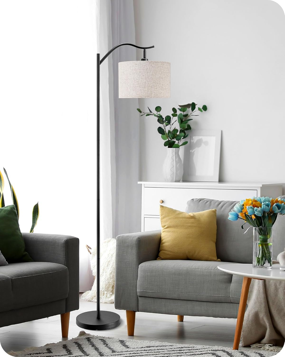 Lámpara de pie minimalista lino