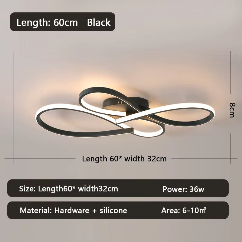 Lámpara de techo ondulada negro